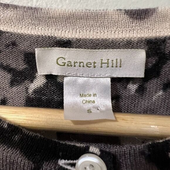 GARNET HILL Size Small Floral 100% Merino Wool Sweater Cardigan watercolor - Picture 5 of 9